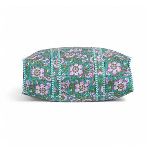 Sac fourre-tout matelassé en toile de coton à pois, avec anse longue, style bohème, pour la plage et les voyages, grande capacité, blanc et bleu - Product Image 5