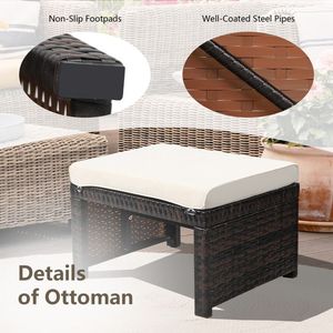 2 Ottomanes en rotin rembourrées et confortables pour canapés de jardin et décoration de terrasse - Product Image 4