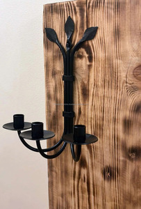 Hand Forged Wrought Iron Wall Sconce Small Metal <b>Candle</b> <b>Holder</b> with 3-<b>Candle</b> Capacity for Christmas Decorations - Product Image 2