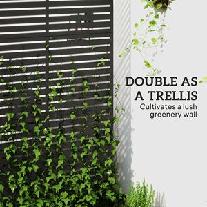 Schermo per la privacy da esterno nero da 198 cm (A) x 122 cm (L) con traliccio decorativo in metallo e supporto per piante rampicanti - Product Image 4