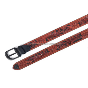Cinturón de Cuero Genuino Hecho a Mano con Diseño Floral para Hombres y Mujeres, Estilo Vintage Vaquero - Product Image 3