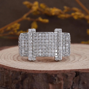 Pave Cut Cluster <b>Ring</b> 925 Sterling Silver Hip Hop Rhodium Plated <b>iced</b> Out Engagement, Wedding or Anniversary Gifts Jewelry - Product Image 1