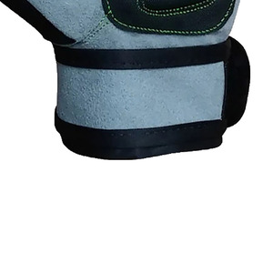 Sporty <b>Fingerless</b> <b>Gloves</b> With Green Tips Breathable Polyester Wrist Length For Sports Use Spring Autumn <b>Black</b> Men's Moto. - Product Image 4