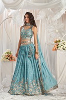Ensemble Lehenga Choli brodé rose longueur genou avec dupatta, tenue de soirée réversible à motifs floraux pour mariage femme