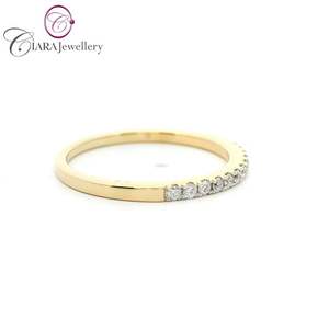 CLASSIC 18K AU750 SOILD YELLOW GOLD NATURAL DIAMOND WOMAN RING <b>WEDDING</b> BAND - Product Image 4