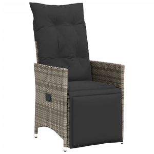 Ensemble de salle à manger pour jardin en rotin PE gris avec acier thermolaqué et verre trempé, élégant et durable - Product Image 3