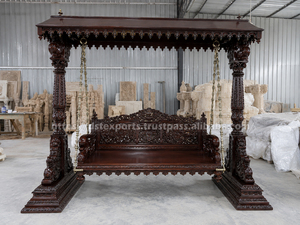 Balançoire Jhula indienne en teck faite à la main avec support robuste, design vintage traditionnel pour salons de luxe, taille personnalisable - Product Image 6