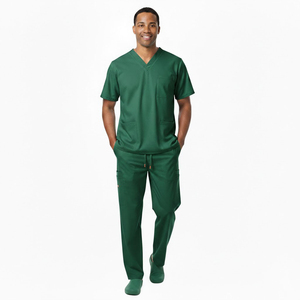 Hospital Nurse Uniform Scrub Sets Short Sleeve Custom Canvas Seamless <b>Fusing</b> Unisex Needle Detection Customizable Sizes Logo - Product Image 1