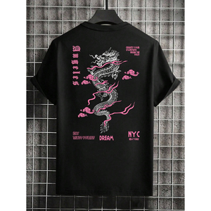 T-shirt formel pour homme OEM 100 % coton, qualité supérieure, motif, col en V, grande taille, épaules tombantes, coupe classique, manches courtes, tricoté - Product Image 6