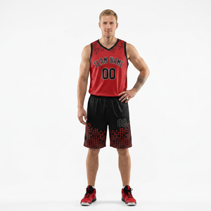 Maillot de basket-ball personnalisé sublimé, rouge et noir, en mesh, unisexe, pour adulte, anti-transpiration, impression du nom de l'équipe 00 - Product Image 4
