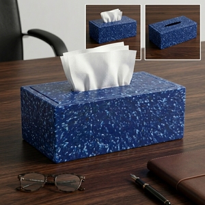Cubierta Moderna para Caja de Pañuelos con Diseño Abstracto Verde Marmoleado, Porta Servilletas Rectangular, Decoración para el Hogar, Accesorio de Escritorio Ecológico - Product Image 4