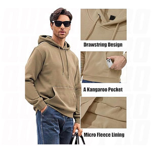 Men’s Casual Fitness Hoodie Sweatshirt <b>Polyester</b> Cotton Fleece Lined Pullover Training Running Screen Printing Hoodies - Product Image 5
