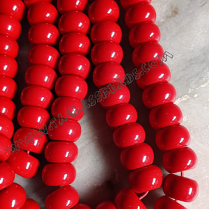 Cuentas de vidrio de coral rojo personalizadas, opacas, en forma de rondel, sueltas, espaciadoras, para la fabricación de pulseras étnicas tribales DIY, venta al por mayor a granel - Product Image 1