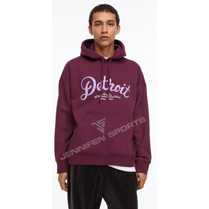 Sweat à capuche pour homme personnalisé, style streetwear hiver, en molleton 100% coton épais, coupe ample, avec patchwork, appliqué et broderie, respirant et à séchage rapide - Product Image 3