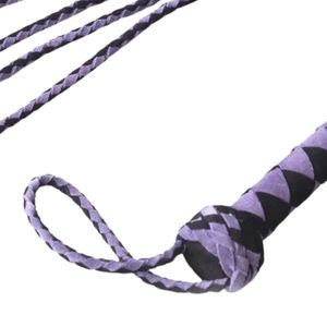 Fouet en nylon violet et noir avec poignée tressée et extrémité bouclée - Product Image 1
