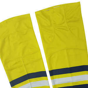 Yellow <b>Knee</b> <b>High</b> Leg Warmers With Reflective Stripes For Cycling Adults Breathable Spandex Polyester Regular Style - Product Image 3
