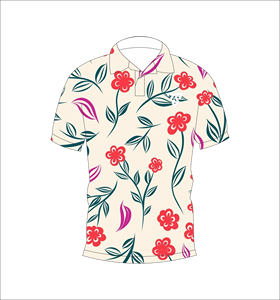 เสื้อโปโลผู้ชายสีเบจพิมพ์ลายดอกไม้สีแดงลำลองแขนสั้นแฟชั่นฤดูร้อนเสื้อโปโลกอล์ฟ - Product Image 1
