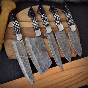 New Sharp Hand Forged Damascus Steel 5 Piece Kitchen <b>Knives</b> Set Utility <b>Slicing</b> Cleave Fillet Paring Chef <b>Knife</b> W/Resin Handle - Product Image 1