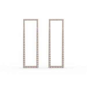 IGI Certified Lab Grown Diamond Rectangle Frame Earrings 9KT Yellow / White & Rose Gold Minimalist <b>Drop</b> Earrings for Women - Product Image 5