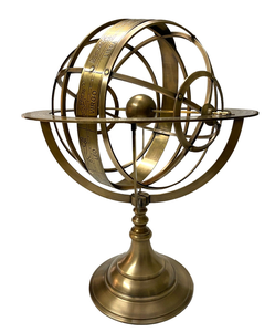 Astrolabio de Latón con Esfera Armilar y Signos Zodiacales Grabados, Globo Armilar Decorativo para Mesa de Hogar u Oficina - Product Image 3