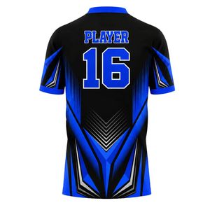เสื้อฟุตบอลแขนสั้นสีดำและสีน้ำเงินพร้อมเทคโนโลยีผ้าขั้นสูงสำหรับกีฬาทีมและการฝึกซ้อม - Product Image 2