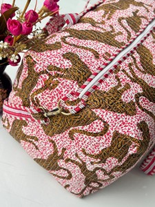 Handmade Luxury Weekender Sport Travel Overnight <b>Bag</b> Quilted Cotton Fabric Women's Reusable <b>Beach</b> Duffel - Product Image 2