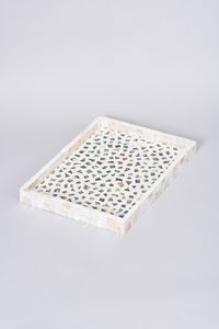Decorative Wooden and Mother of Pearl Serving <b>Tray</b> for Coffee Tea <b>Snacks</b> Dining Table and Elegant Home Display - Product Image 5