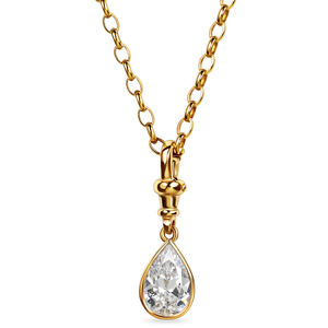 Collar con colgante de diamante talla pera de inspiración vintage, 1 quilate, diamante cultivado en laboratorio, en oro amarillo de 9K y 18K - Product Image 1