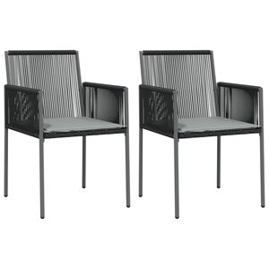 Juego de 2 Sillas de Jardín Estándar de Ratán PE Negro, Asientos Cómodos para Exteriores - Product Image 2