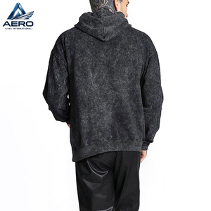 Meilleur produit 2026 pour la vente en gros : Sweat à capuche pour hommes, coupe oversize, vintage, délavé foncé, avec motif tête de mort et impression en relief flamme tour. - Product Image 3