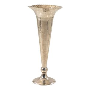 Vase élégant en aluminium martelé style mercure, haut, en forme de trompette, couleur argent, pour centre de table de luxe couleur argent champagne pour hall d'hôtel - Product Image 1