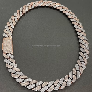 Chaîne cubaine Hip Hop de luxe avec 14 Kt or rose Moissanite bijoux en diamant taille brillant VVS clarté pour les occasions de fête - Product Image 2