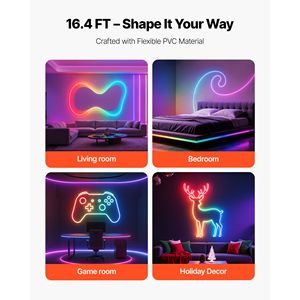 16.4 ft RGB IC LED Neon <b>Rope</b> <b>Light</b> Flexible Strip with App/Remote Control Works with Alexa Google Assistant Customized PCB Width - Product Image 3
