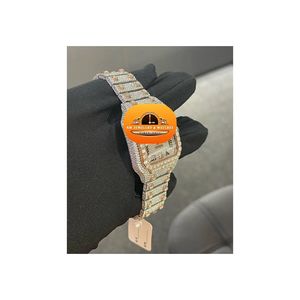 Reloj de Lujo con Diamantes para Hombre, Marca NM JEWELLERY WATCHES, Caja Cuadrada de Acero Inoxidable de 40 mm, Cuarzo Analógico, Números Romanos, Correa Desplegable de Lujo de 20 mm - Product Image 2