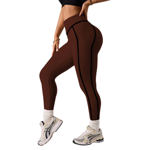 Women's High Waist Seam Detail <b>Scrunch</b> <b>Butt</b> Yoga <b>Leggings</b> Knitted Soft Stretch Gym Workout Running Fitness Training Activewear - Product Image 3