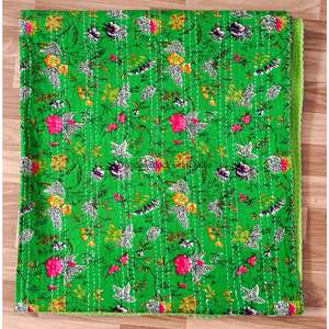 Colcha Kantha Hecha a Mano 100% Algodón, Hermosa Colcha con Estampado Floral Indio y Bordado, Ropa de Cama Decorativa para el Hogar, Venta al por Mayor - Product Image 6
