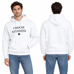 Sweat à capuche blanc pour homme en coton, coupe classique, style décontracté, avec poche et imprimé frontal – Grande demande, Choisissez la gentillesse - Product Image 3