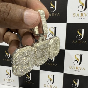 Collar con Colgante de Diamante Moissanite VVS, Plata de Ley 925, Número Personalizado, Colgantes y Dijes Finos, Pasa el Test de Diamantes - Product Image 1