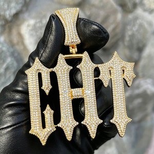 Collier Pendentif Personnalisé avec Nom Sertie de Diamants Moissanite Style Hip Hop Bling pour Hommes - Product Image 5