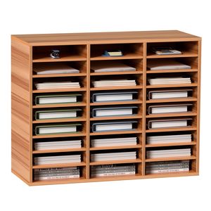 Organizzatore per Documenti a 27 Scomparti con Ripiani Regolabili in Fibra di Legno a Media Densità per Ufficio, Scuola, Centro Postale, Costruzione in Legno - Product Image 1