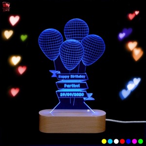 Best Selling 3D Illusion LED Lamp <b>Balloon</b> Shape Design Colorful Acrylic Night Light Romantic Home Decor For Gift For Sale - Product Image 3