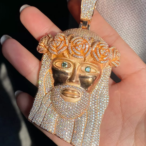 CONCEPTION Colgante de Jesús de Moissanita estilo Hip hop, con incrustaciones 3D, de Plata de ley 925, personalizado - Product Image 2