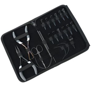 Kit d'outils pour extensions capillaires : Crochet de tirage, Boucle de fil, Micro-perles, Pince à sertir, Outil de retrait, Doigtier de séparation, Aiguille à coudre courbée, Pinces - Product Image 1