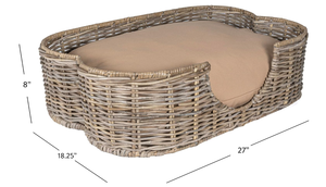 Artex Hai Nam Handwoven Eco-Friendly Soft Rattan <b>Portable</b> Pet <b>Bed</b> for Dogs/Cats/Rabbits Removable Washable Cushion - Product Image 5