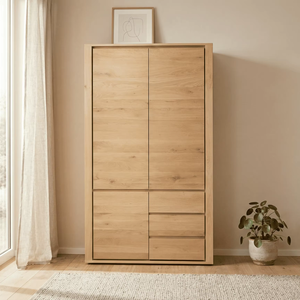 Moderno Armario de Madera Khulan Estilo Escandinavo con Acabado Natural, Mueble de Almacenamiento de Madera Sólida para Sala de Estar y Dormitorio - Product Image 5