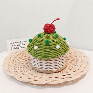 Graceful Green Rattan Cupcake <b>Box</b> Decorative Treat Basket Handwoven Candy Container For Garangao Festival Kids <b>Gift</b> Giving - Product Image 1