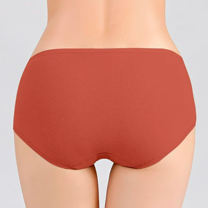Women Mid-Rise Seamless Solid Color Briefs Basic Style Orange <b>Panties</b> - Product Image 3
