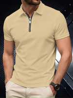 Chemises polo pour hommes 100% coton, de haute qualité, service de logo personnalisé ODM, séchage rapide, manches courtes, motif uni, polo à demi-zip