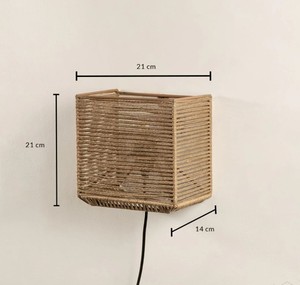 Woven Wall <b>Sconce</b> <b>Light</b> | Cube Rattan Iron Wall Lamp | Modern Contemporary LED E27 Hotel Decorative Wall Lighting Fixture - Product Image 3