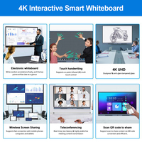 Pantalla Plana Interactiva 4K de 86 Pulgadas, Sistema Dual Android 14 y Windows 10, Pizarra Inteligente con Pantalla Táctil de 20 Puntos para Uso Escolar y en Reuniones